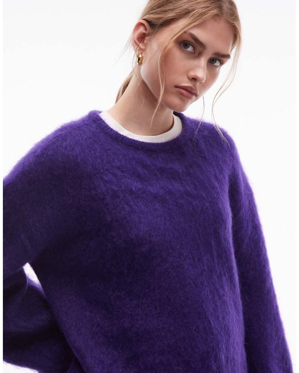 & Other Stories Purple Wool And Mohair Mix Drop Shoulder Jumper