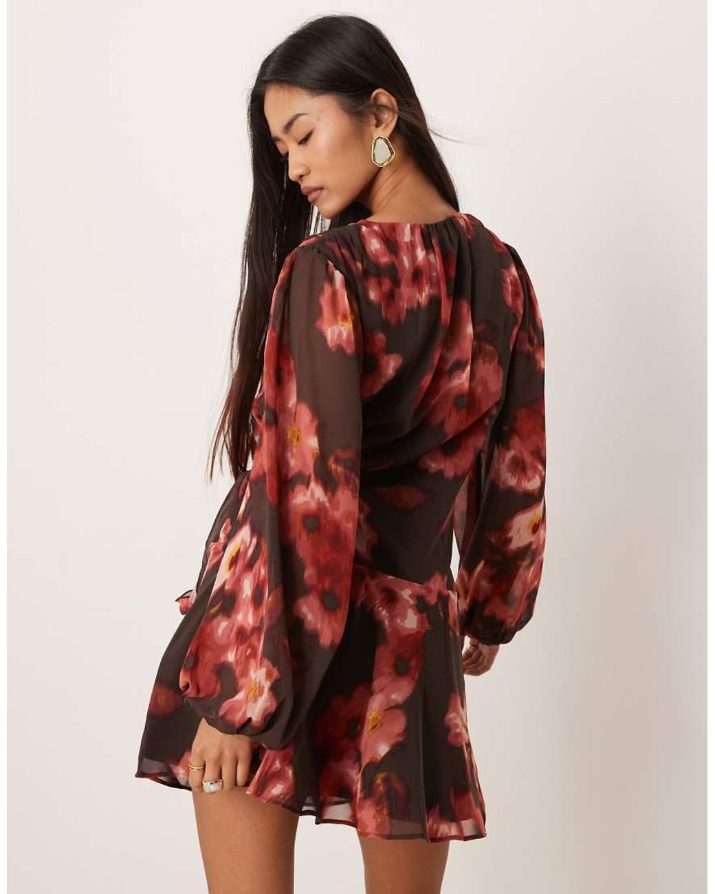 Abercrombie & Fitch Red Long Sleeve Wrap Mini Dress