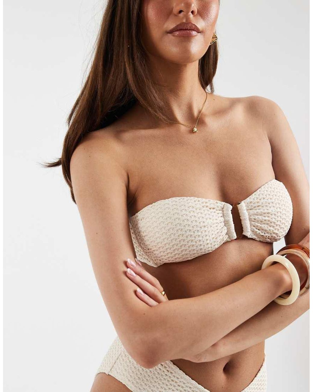 Lindex Brown Bandeau Bikini Top