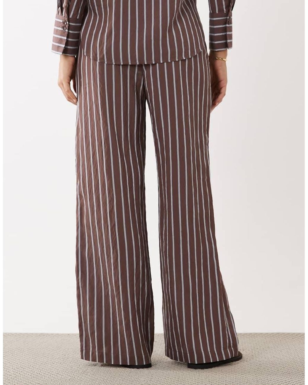 New Look Brown Co-ord Stripe Wide Leg Trousers