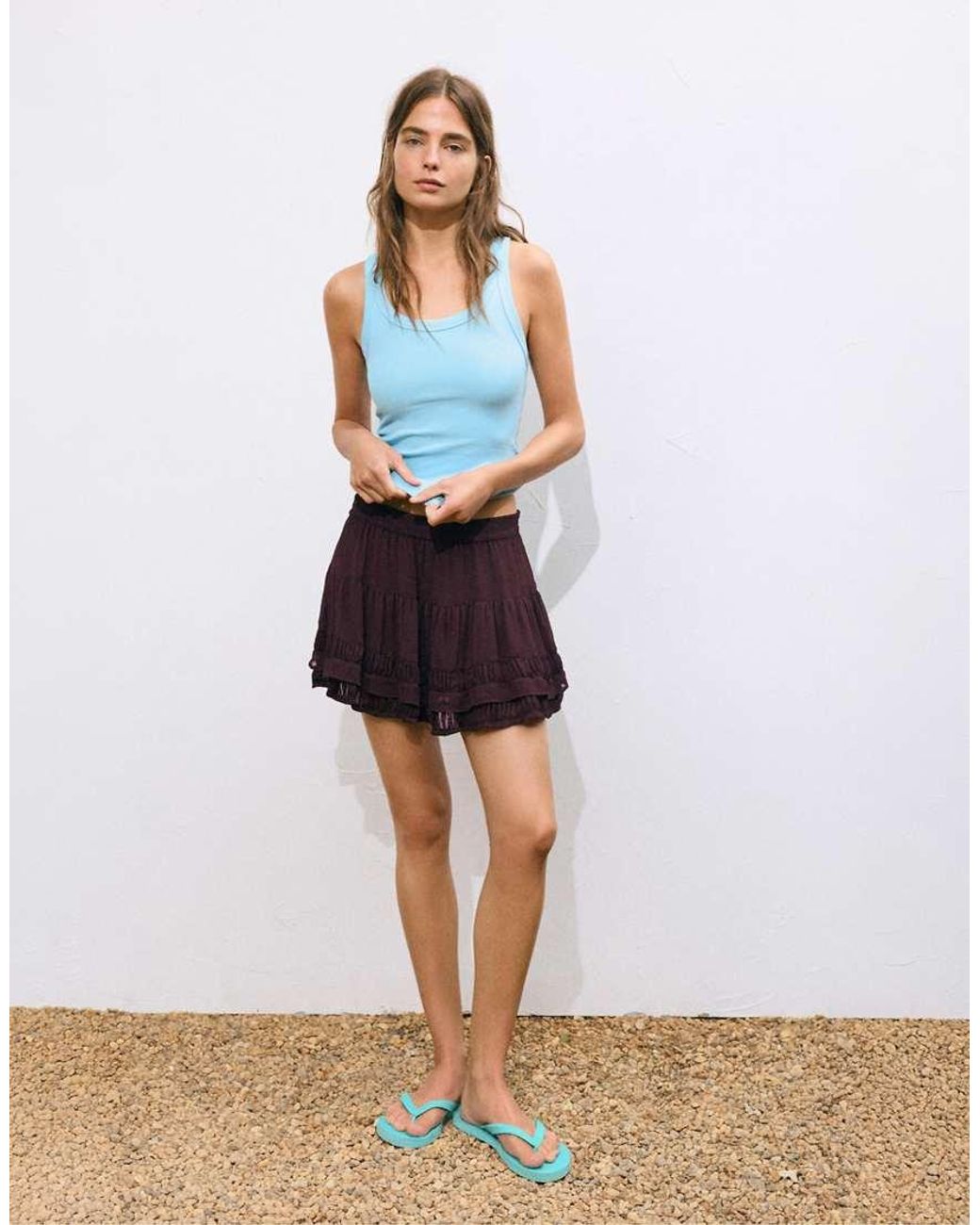 Pull&Bear White Ruffled Mini Skirt
