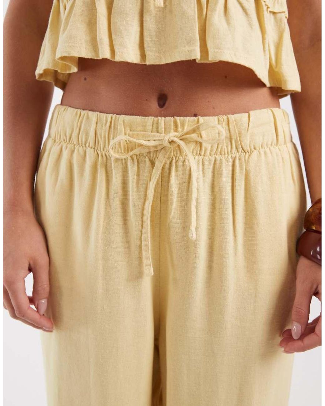 Only Petite Natural Linen Blend Pull On Pants