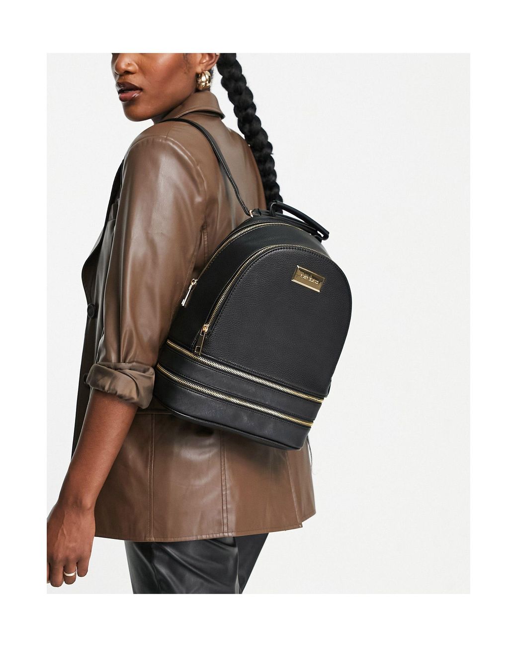 River Island Double Zip Backpack in Black Lyst