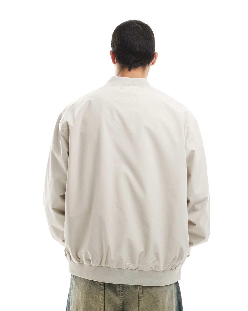 Jack & Jones White Oversized Bomber Jacket for men