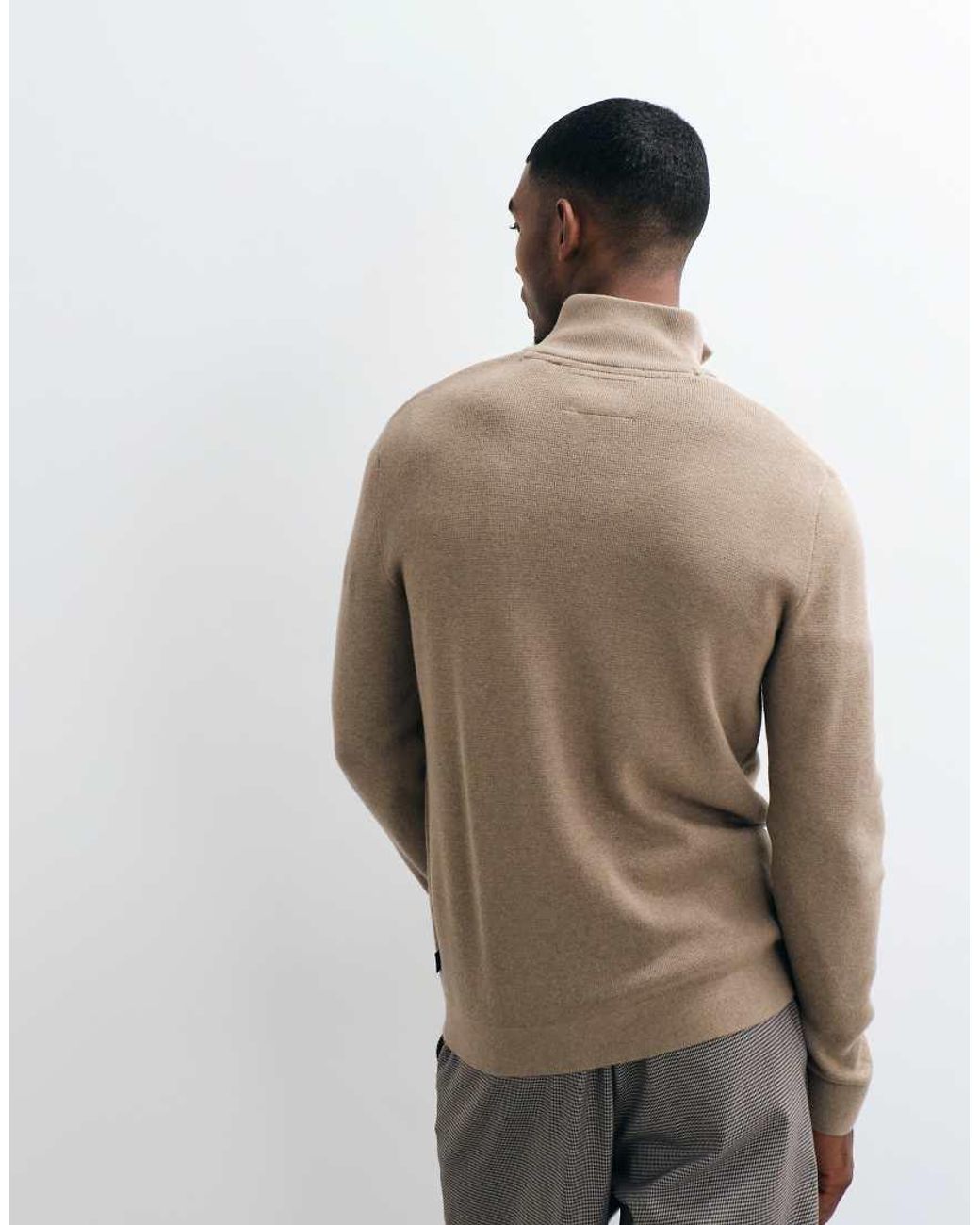 Jack & Jones Natural Premium 1/4 Zip Knit Jumper for men