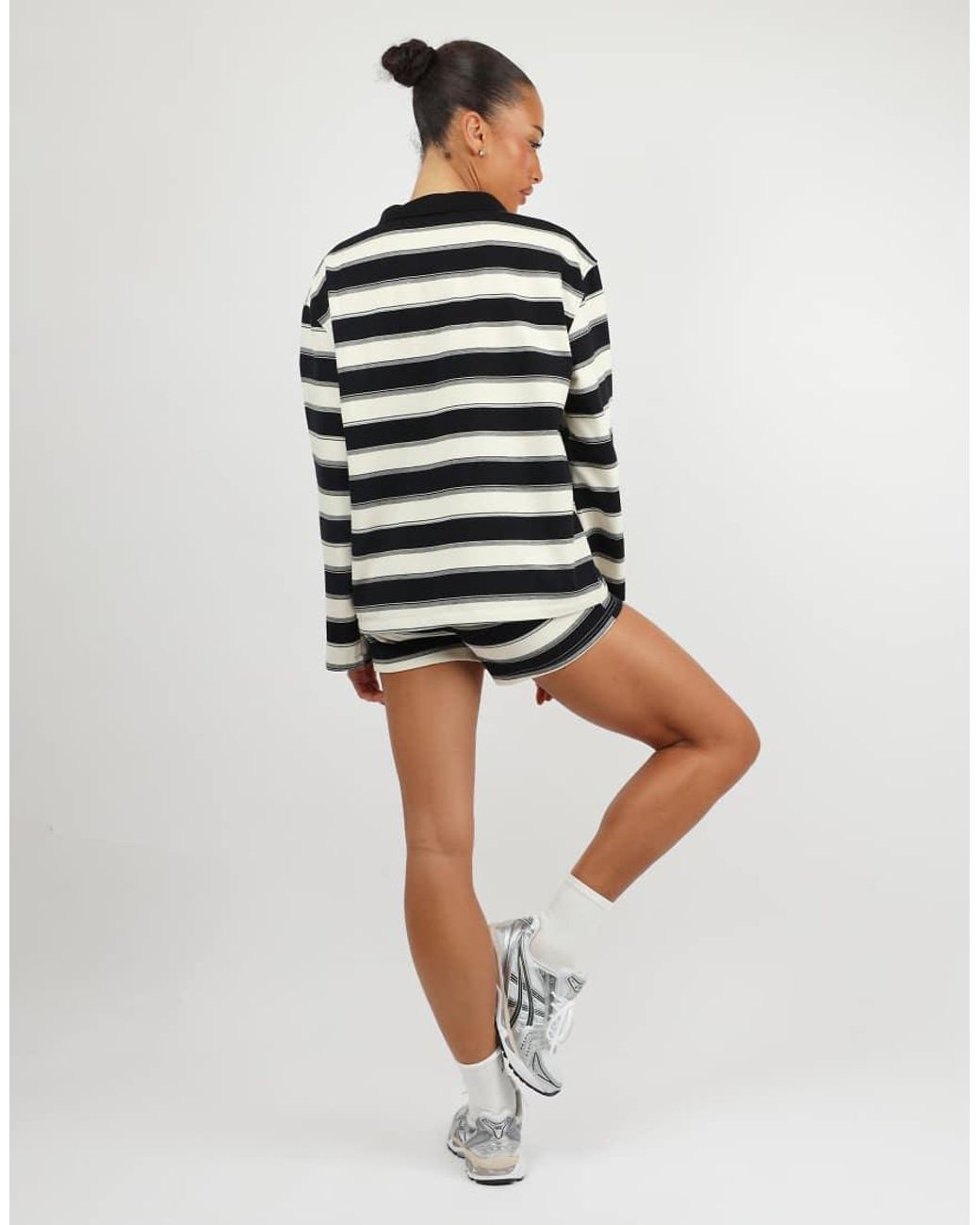 SIMMI Black X Mia Khan Madrid Stripe Rugby Top