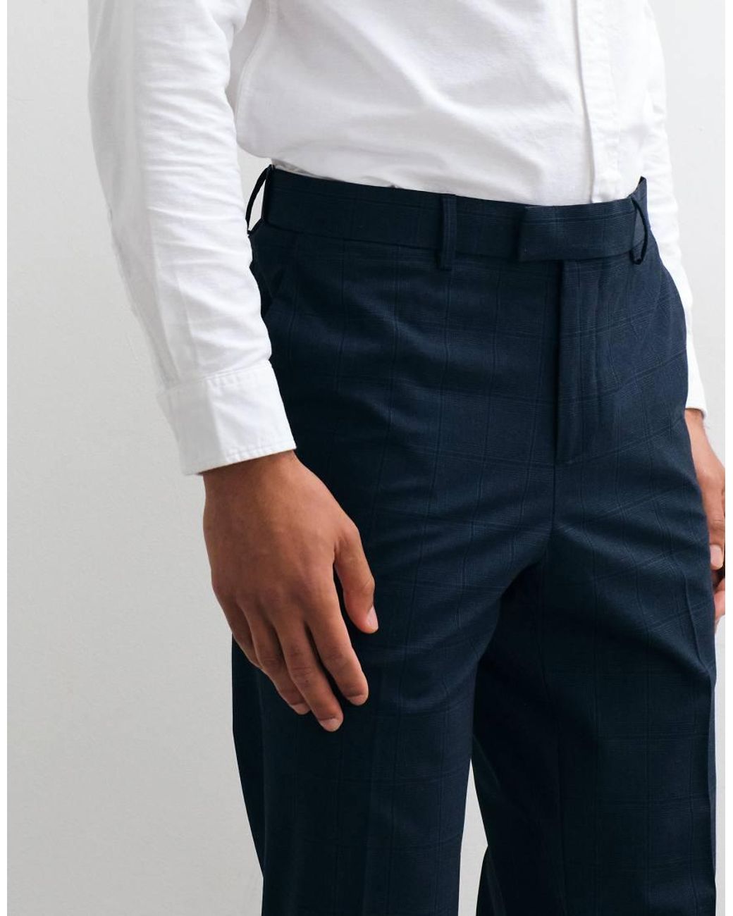 River Island Blue Slim Checked Suit Trousers for men