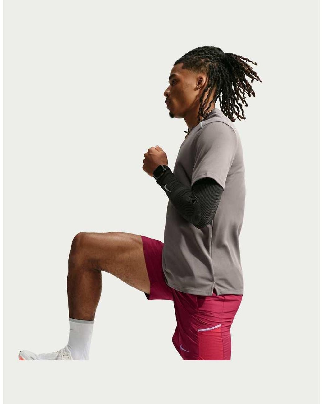 Nike Red Men's Miler Dri-fit 2-in-1 7-inch Shorts for men