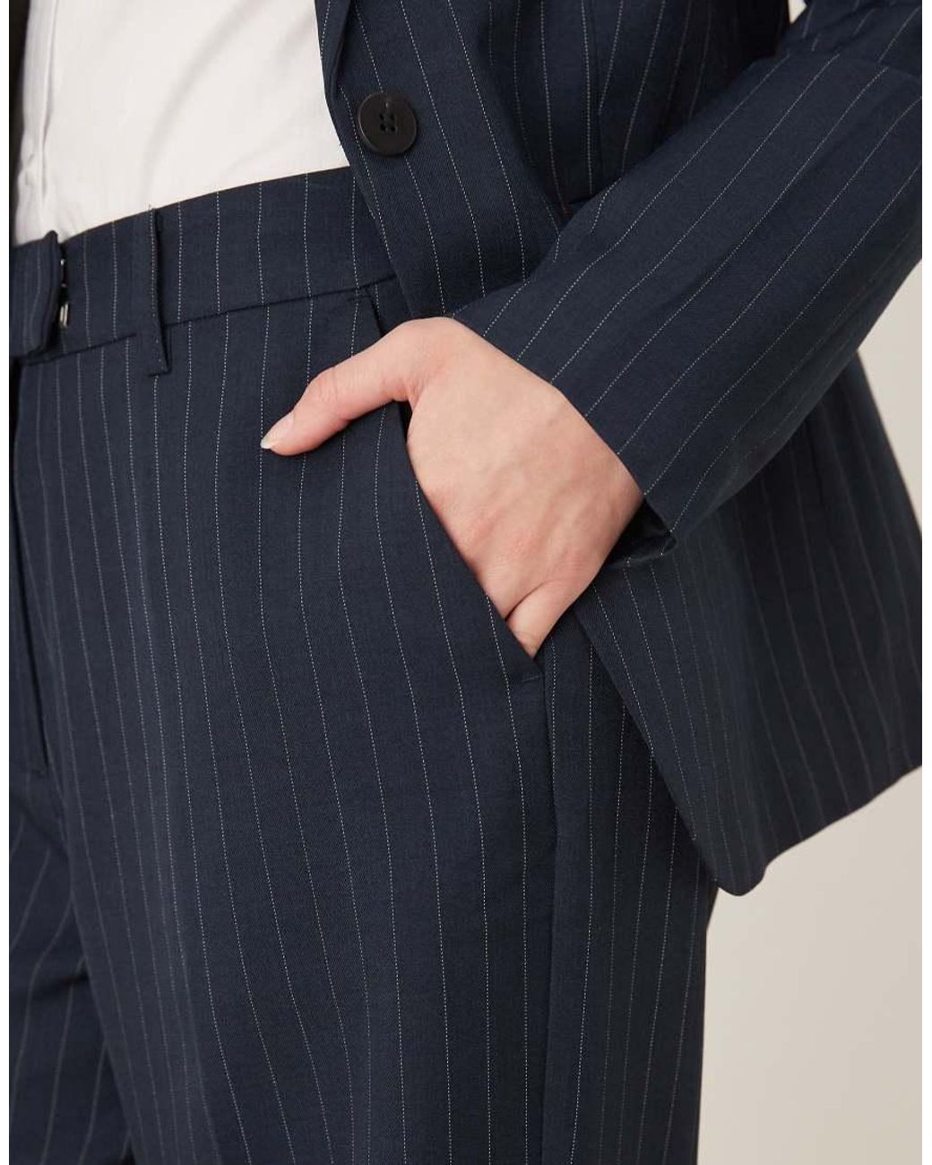 Vila Blue High Waisted Tailored Trousers Co-ord