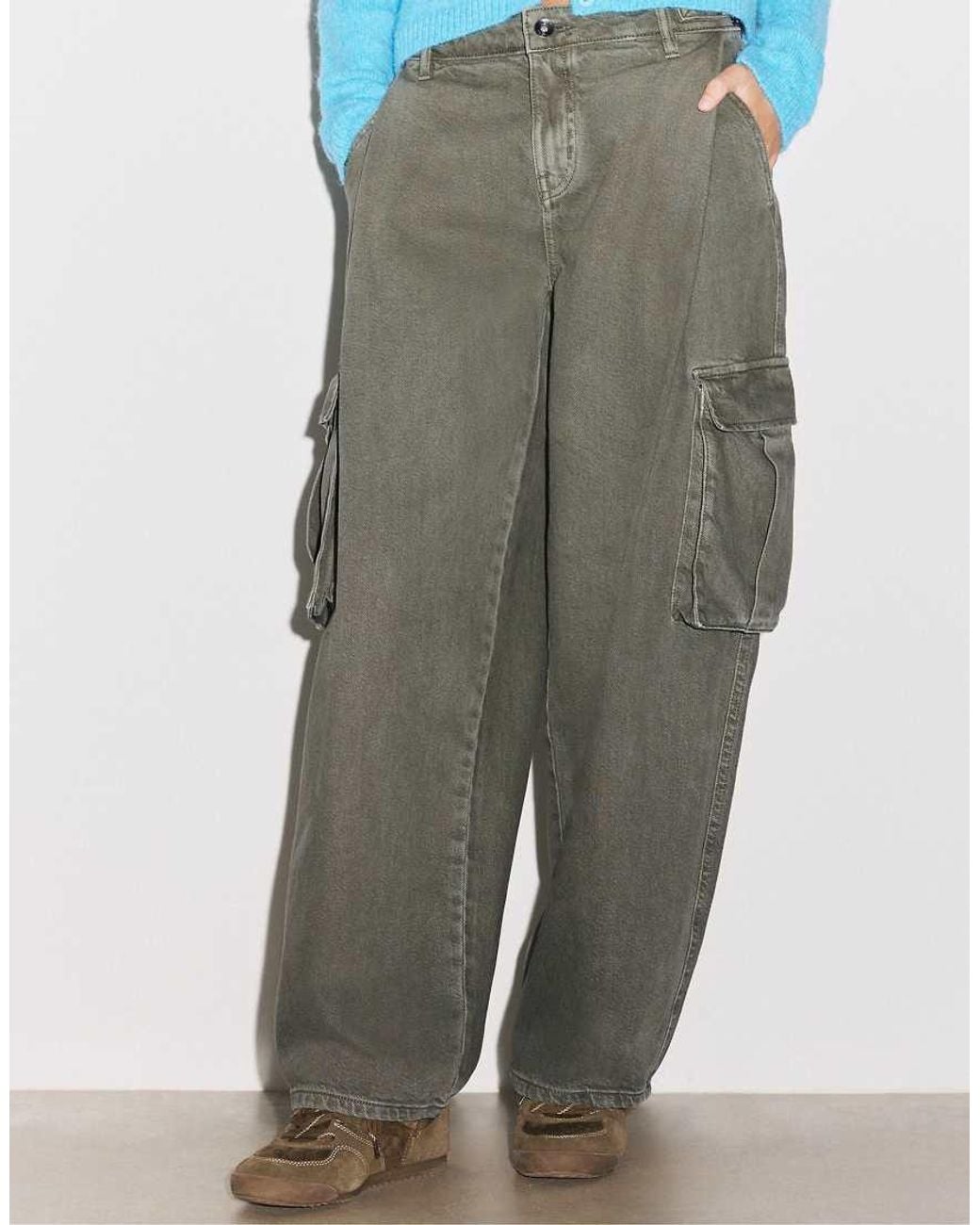 Stradivarius Blue Cargo Trousers