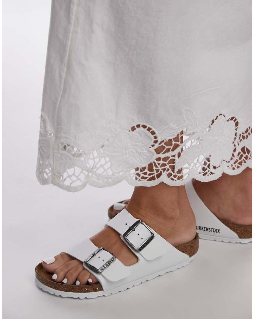 Birkenstock White Arizona Birko-Flor Sandals