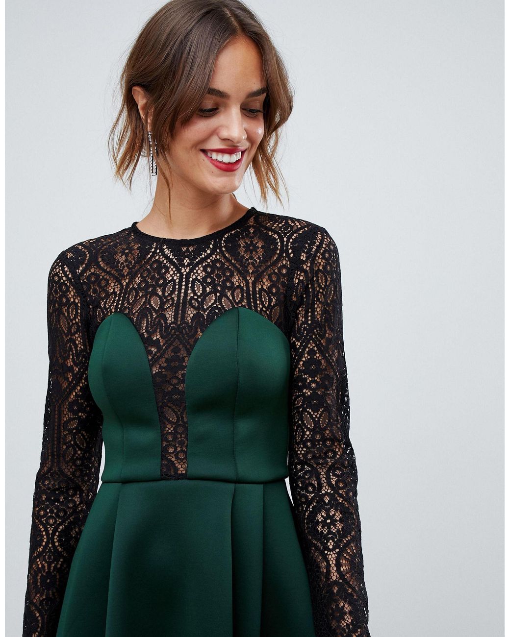 asos green long sleeve dress
