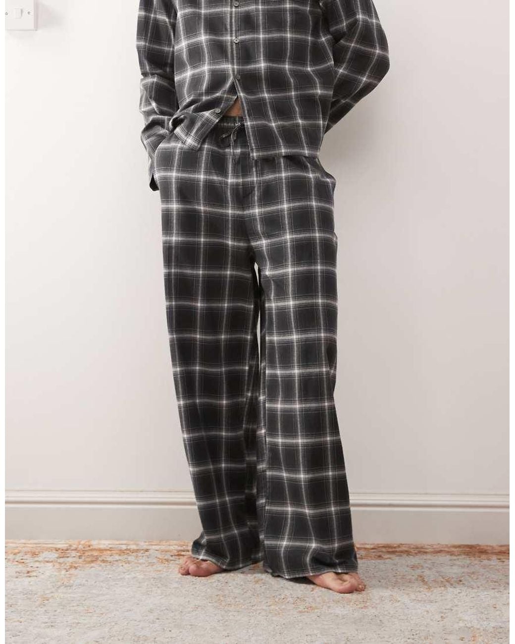 Weekday Black Co-ord Lounge Flannel Trouser Pyjamas for men