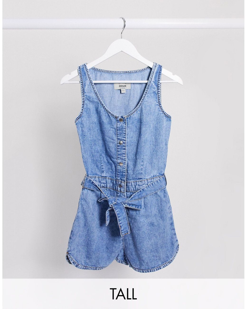tie waist denim jumpsuit