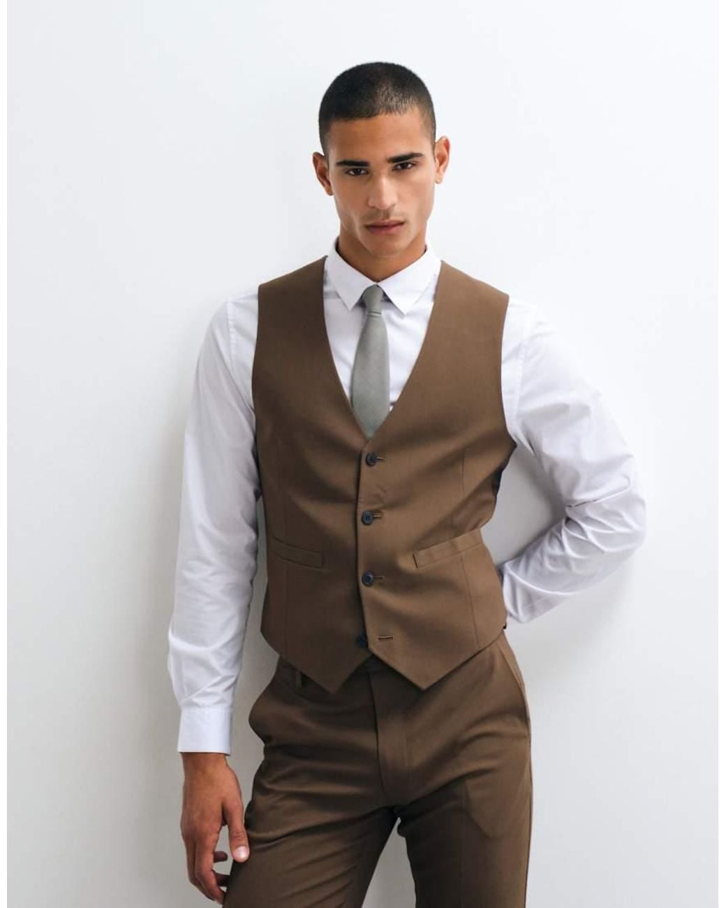 ASOS Brown Skinny Suit Waistcoat for men