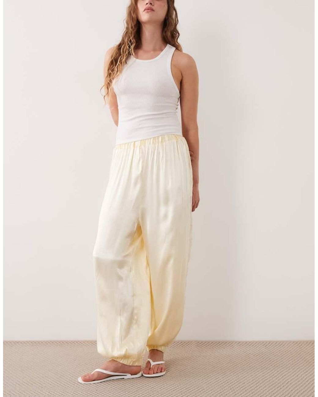 Miss Selfridge Natural Lace Detail Satin Balloon Pants