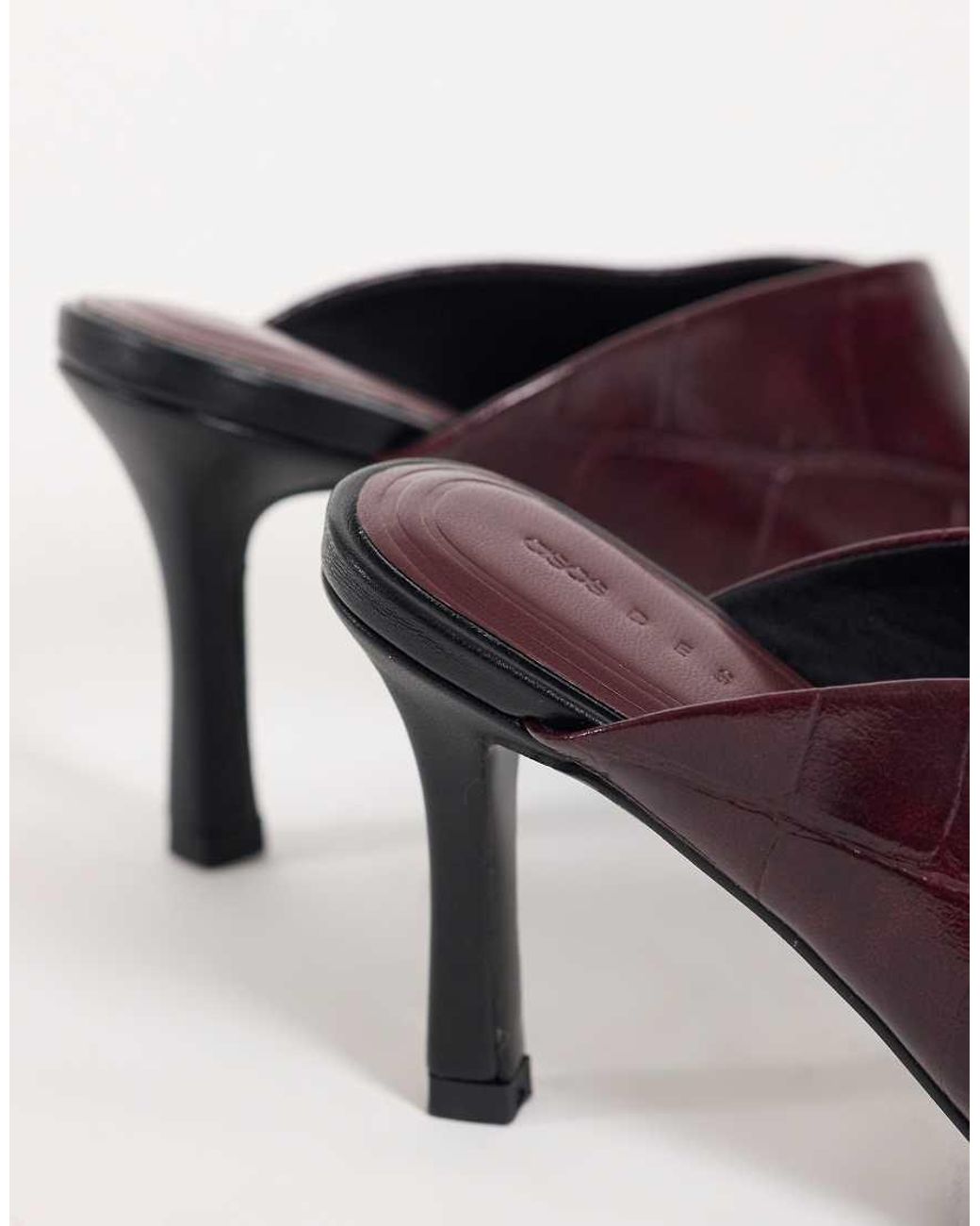 ASOS Brown Perla Square Toe High Heeled Mules