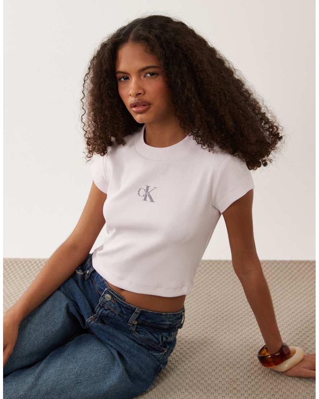 Calvin Klein Brown Monologo Rib Baby Tee