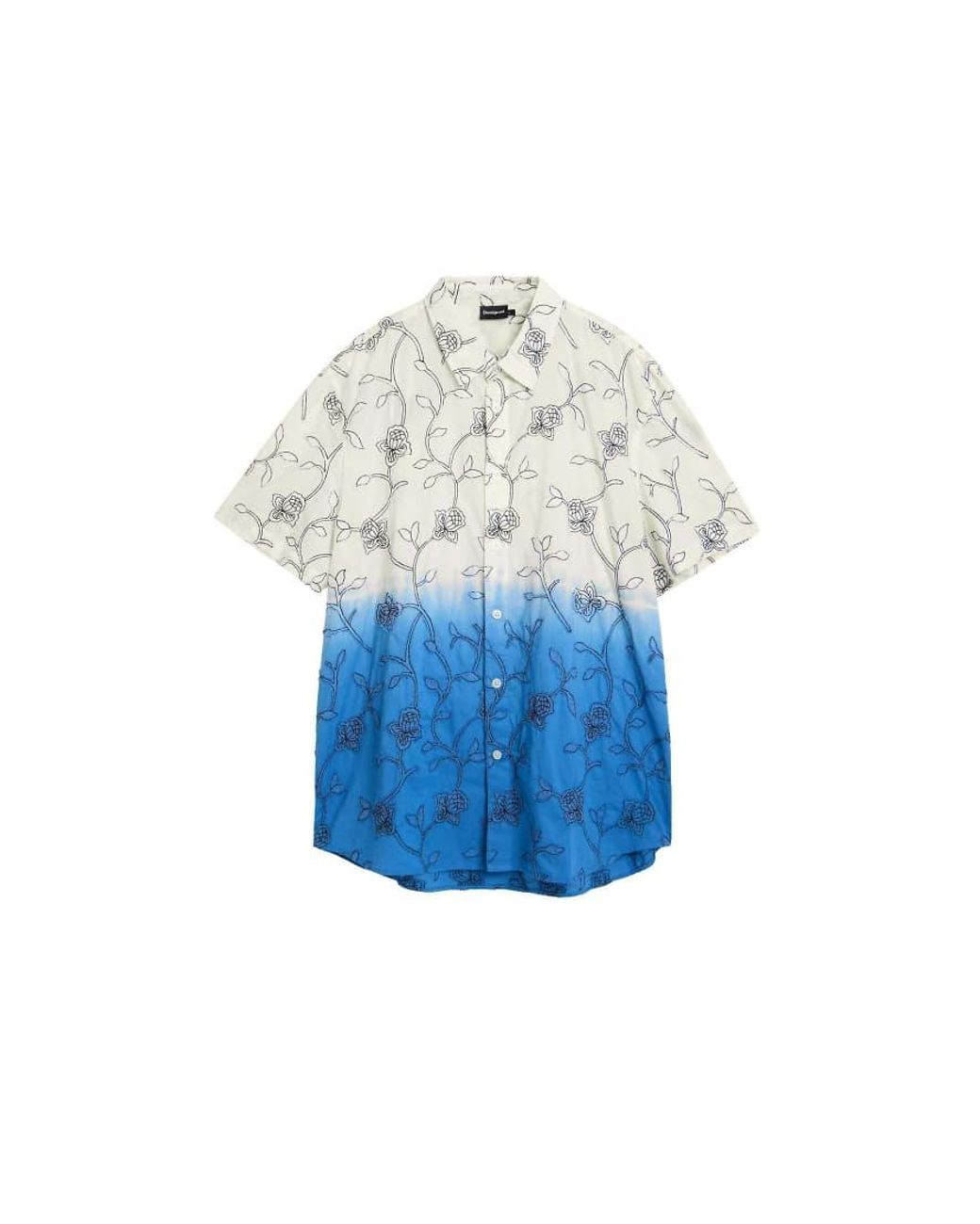 Desigual Blue Embroidered Ombré Shirt for men