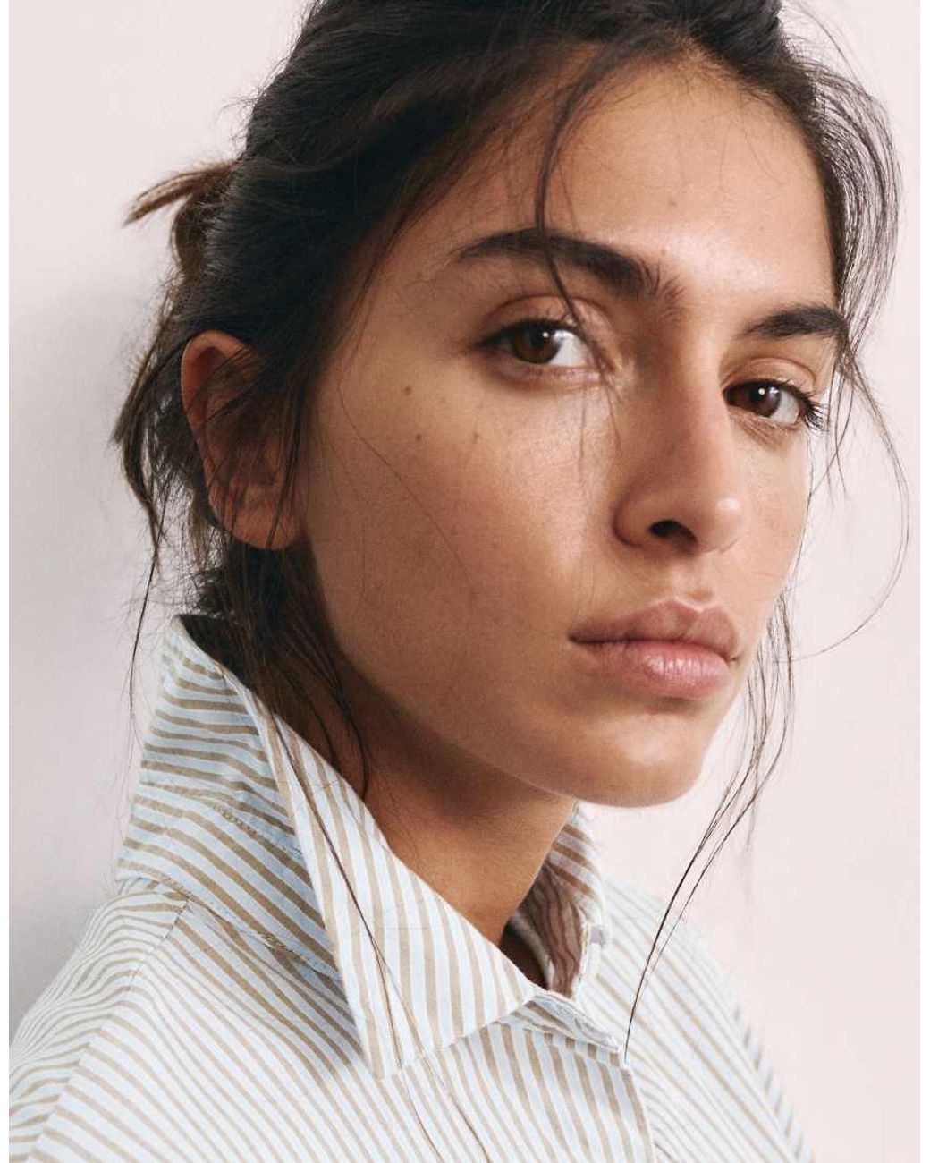 Pull&Bear Gray Embroidered Striped Shirt
