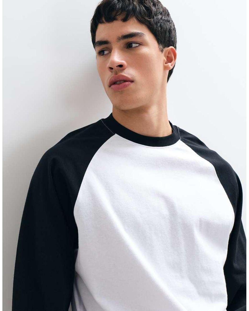 ASOS Blue Boxy Oversized Raglan Long Sleeve Top for men