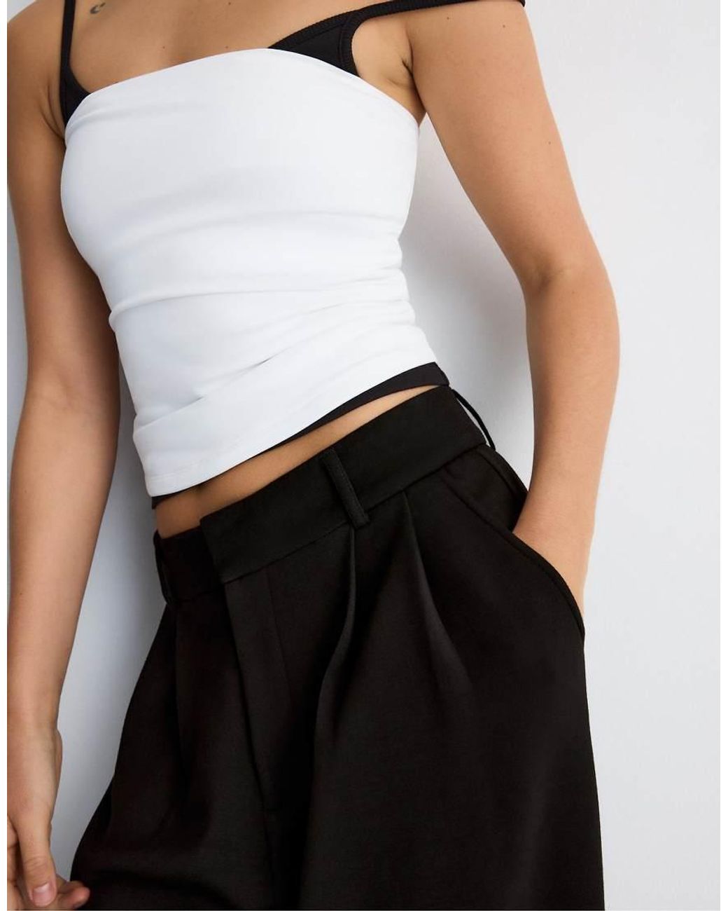 Stradivarius Black Petite Soft-Touch Smart Trousers
