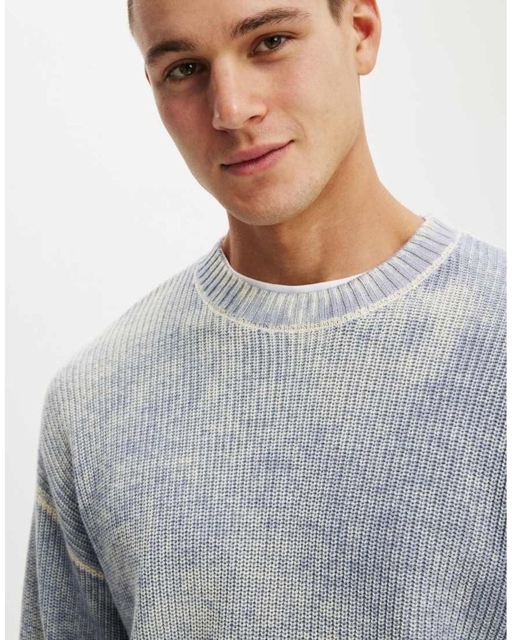 Cotton On Gray Y2K Box Fit Crew Knit for men