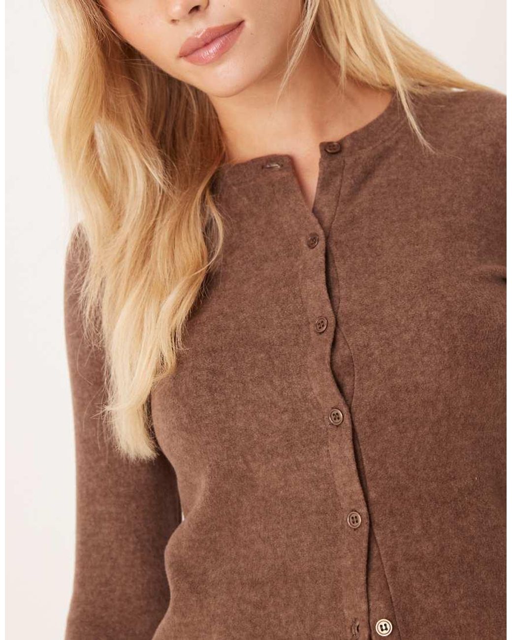 ASOS Brown Asos Design Petite Mix & Match Lightweight Fleece Cardigan