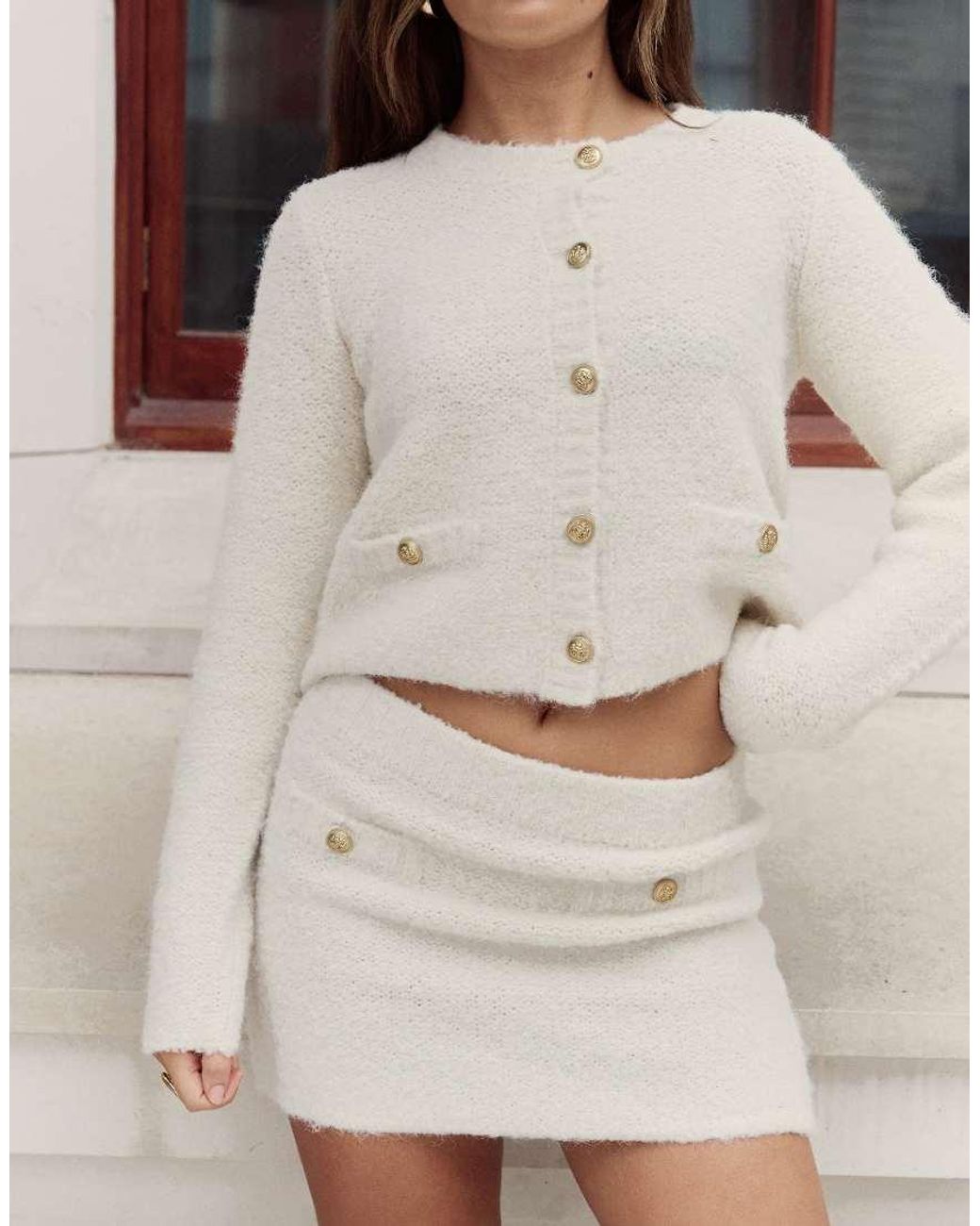 The Frolic Natural X Bella Stovey Exclusive Pocket Detail Knitted Mini Skirt Co-ord