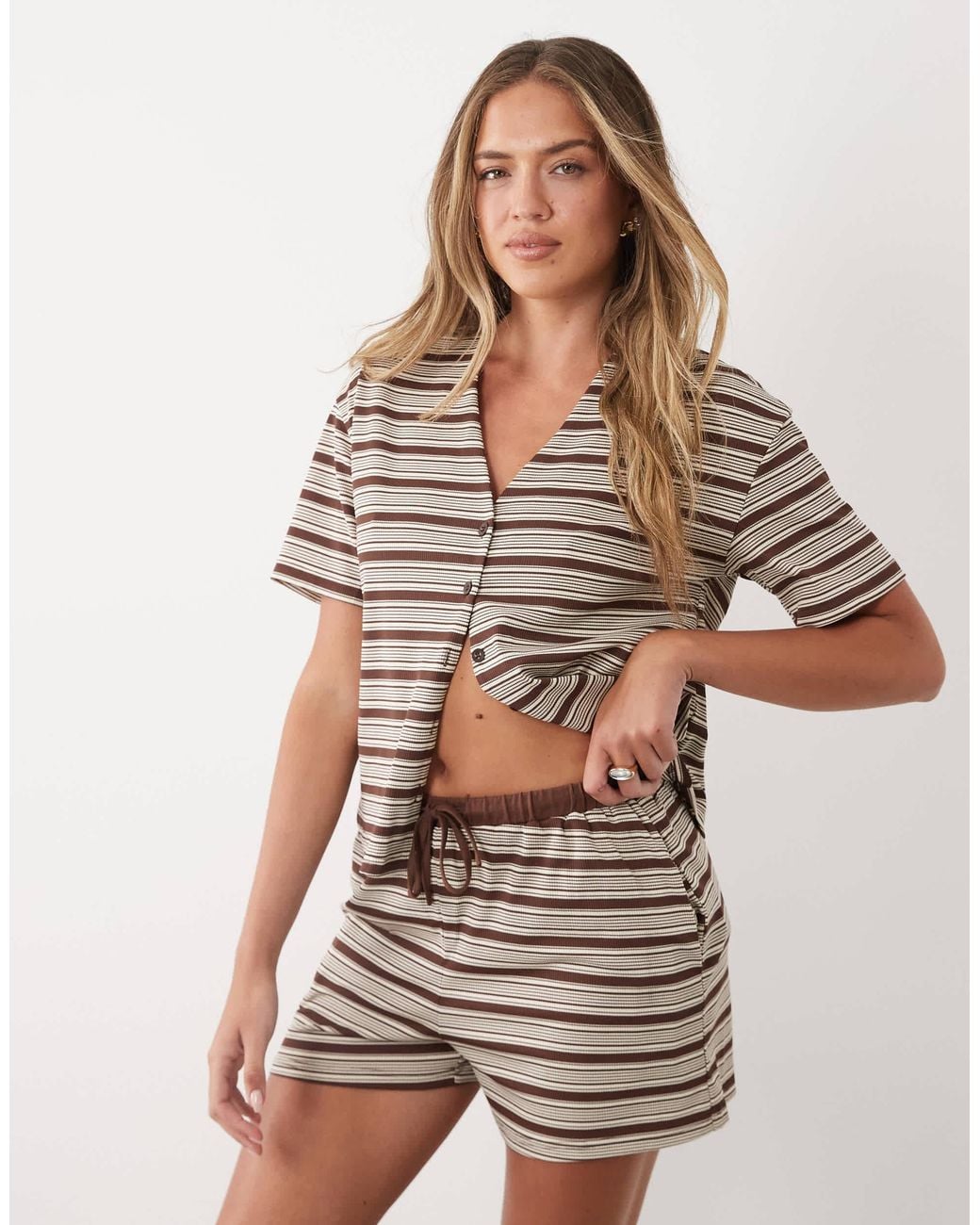 Threadbare Natural Ribbed Jersey Beach Shorts