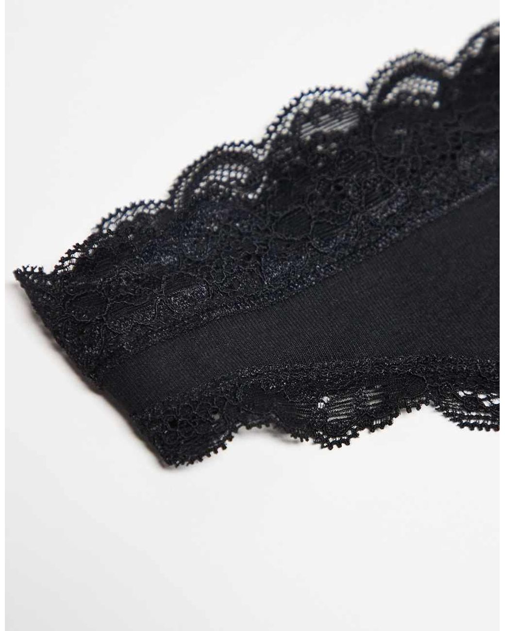 Pack De 3 Tangas Negros Con Ribete De Encaje Emelie De Lindex de color Black