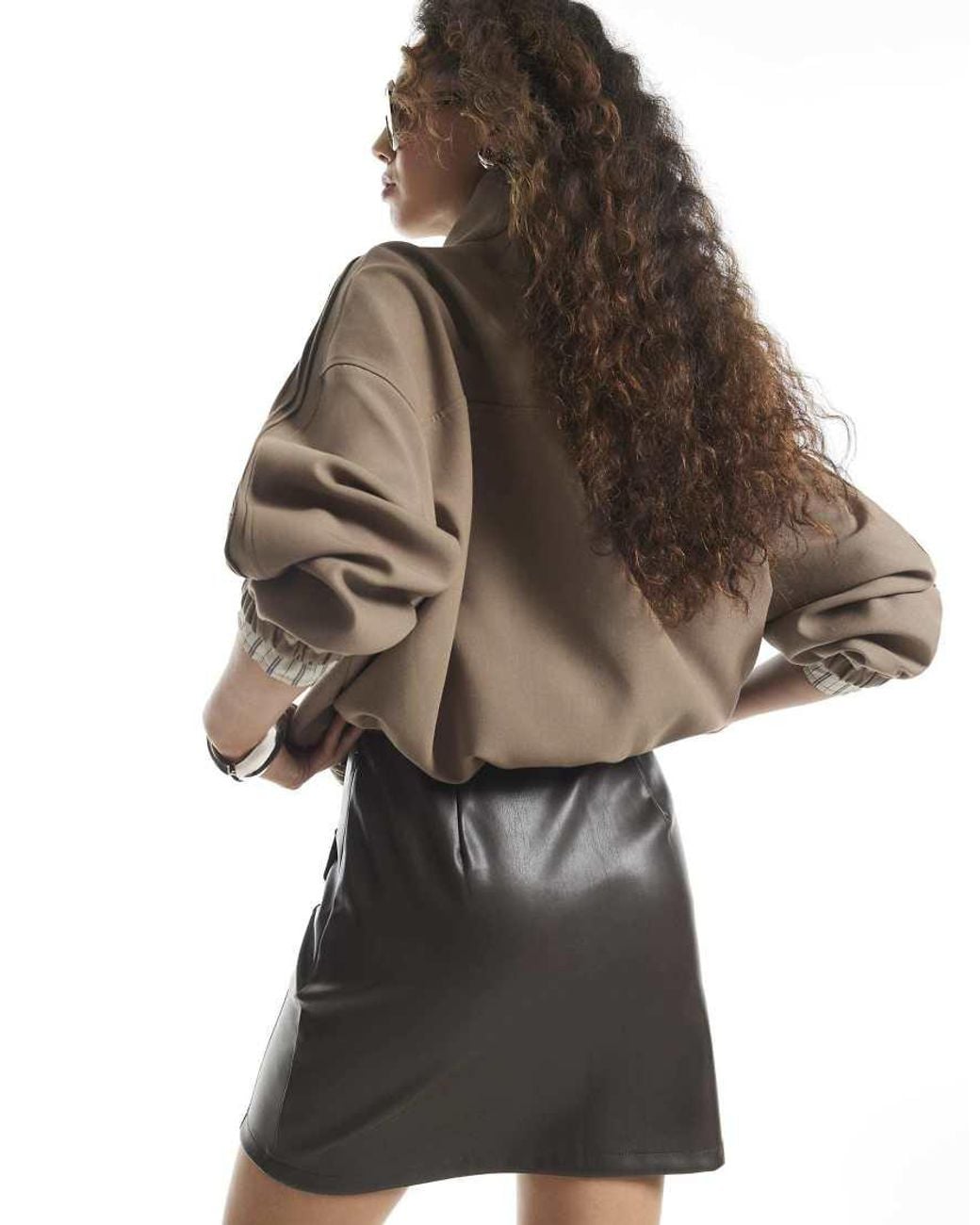 River Island Brown Faux Leather Pocket Detail Mini Skirt