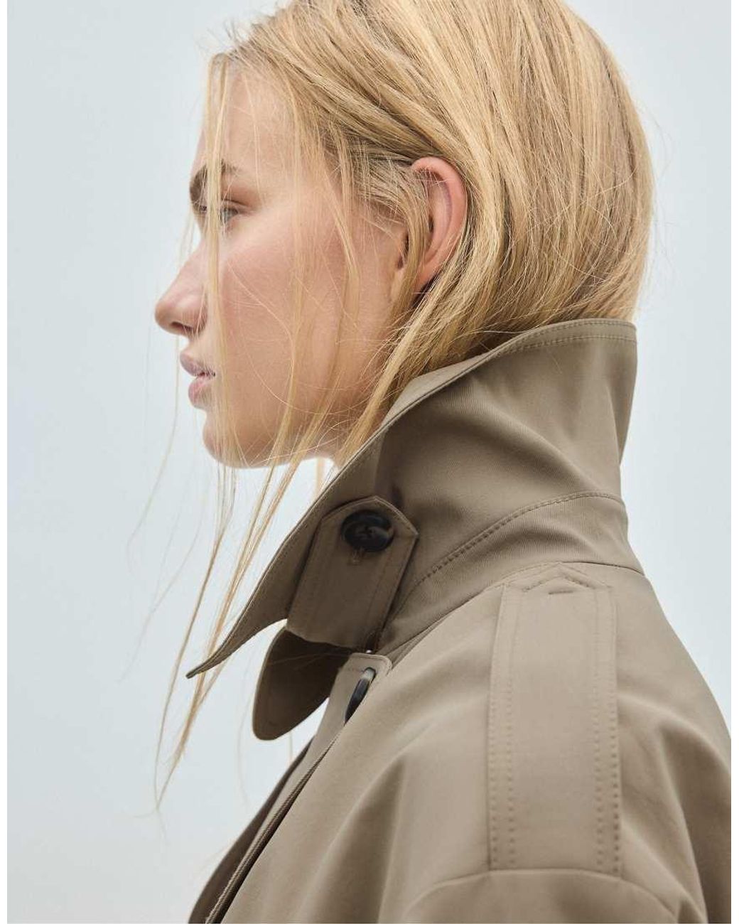 Stradivarius Blue Mid-length Trench Coat