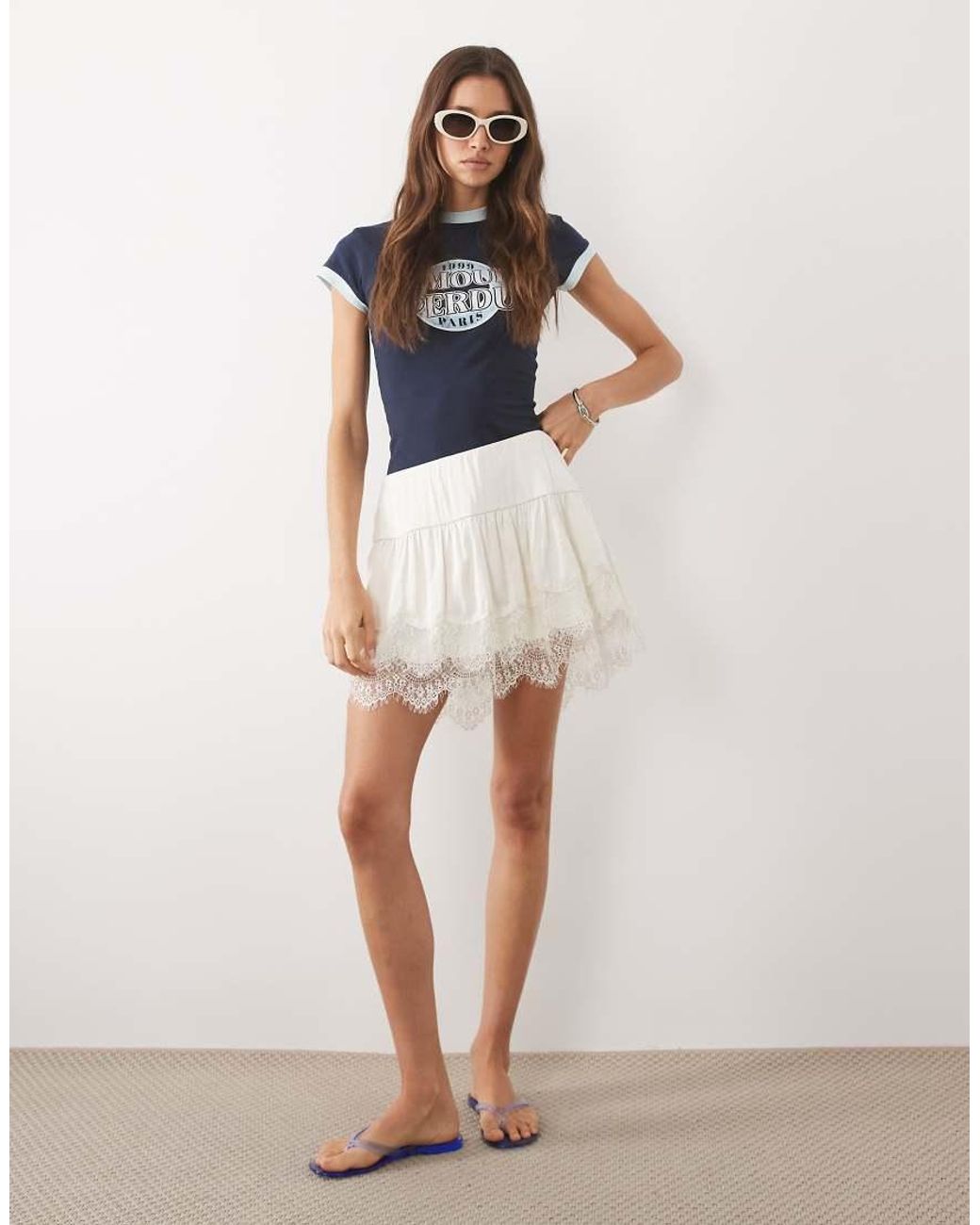 Abercrombie & Fitch White Boho Ruffle Rara Skirt With Built