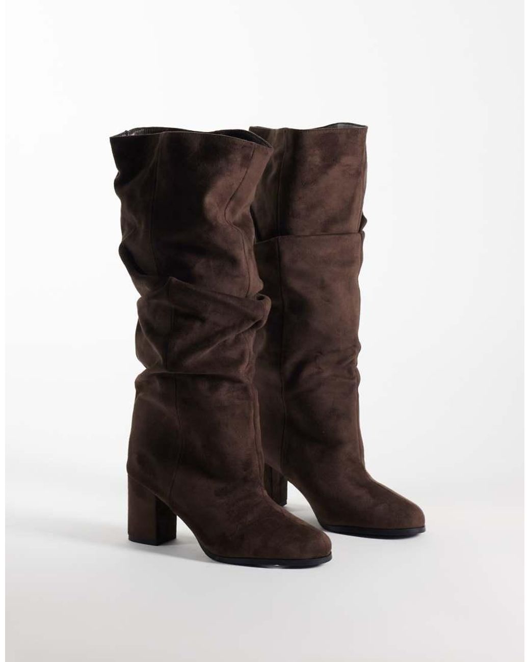 SIMMI Brown Simmi London Wide Fit maggie Ruched Knee Boots