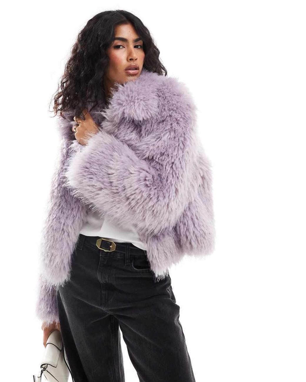 Purple shaggy jacket best sale