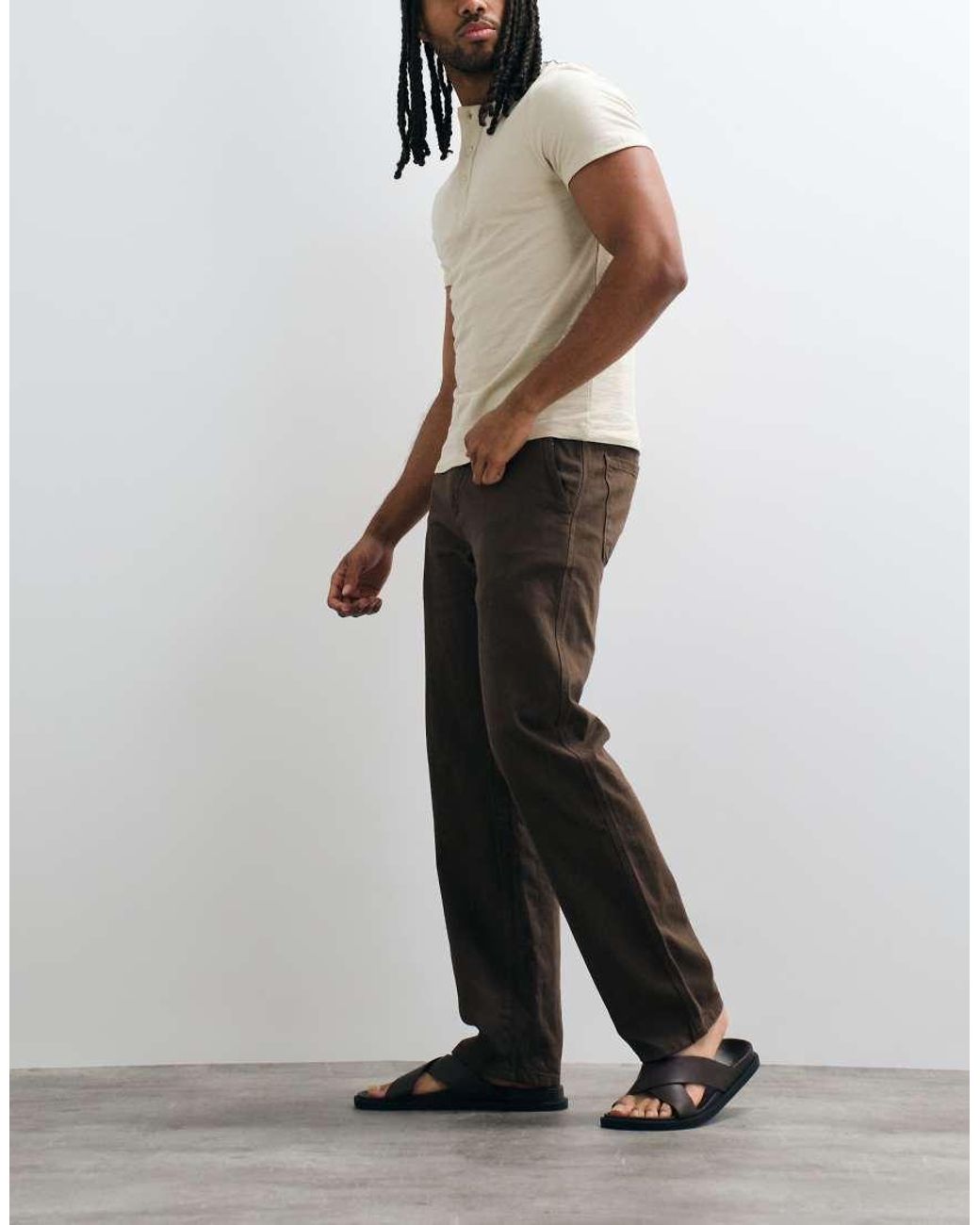 Mango Brown Relaxed Trouser for men