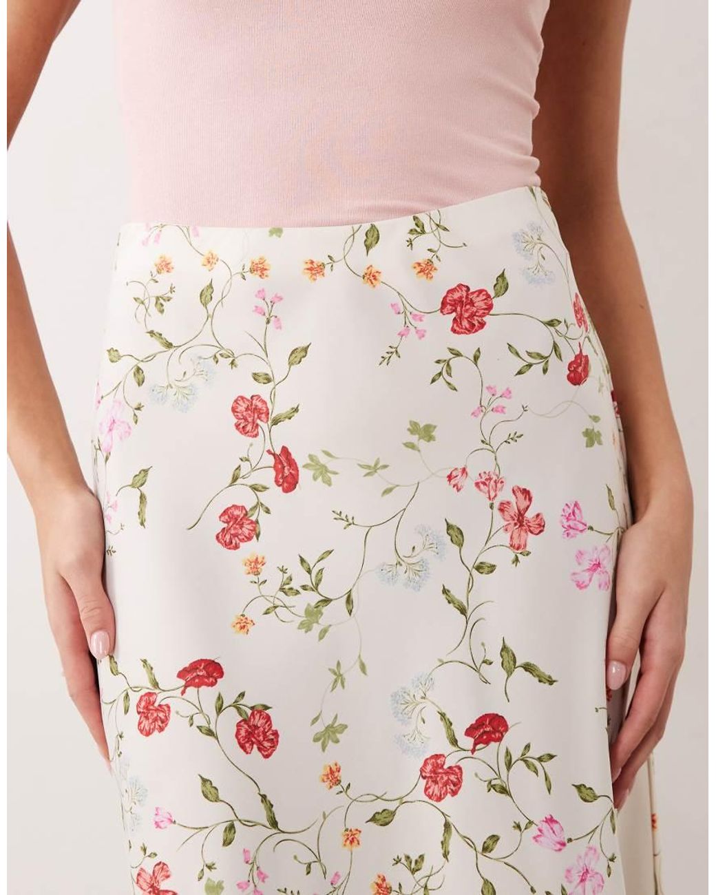 Y.A.S Pink Satin Midi Skirt