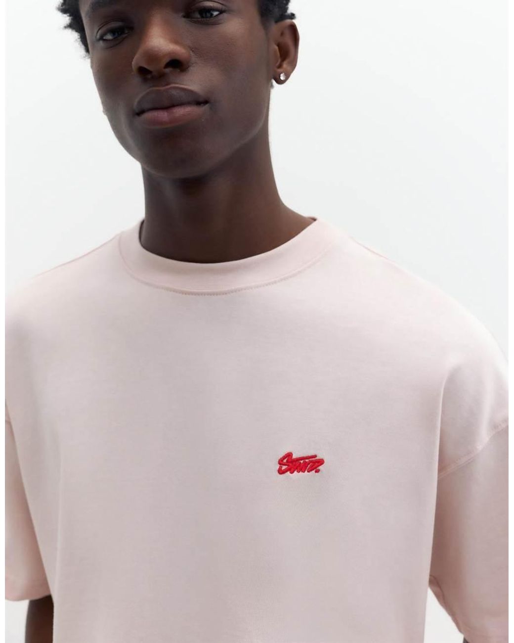 Pull&Bear White Stwd Logo Boxy Oversized T-shirt for men