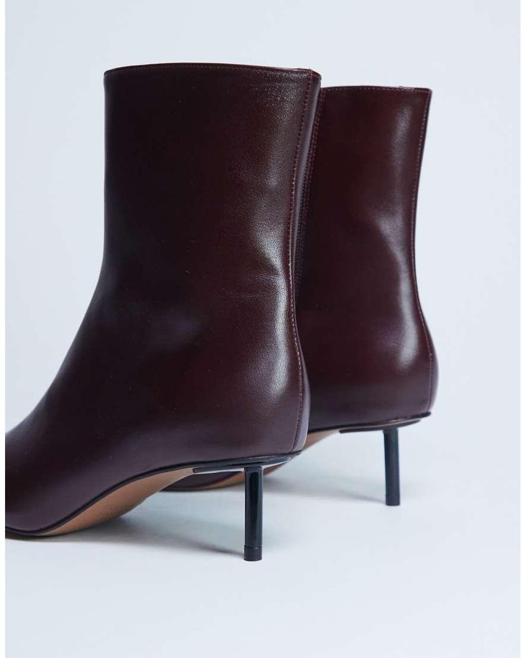 TOPSHOP Purple Narla Premium Real Leather High Pin Heeled Ankle Boots