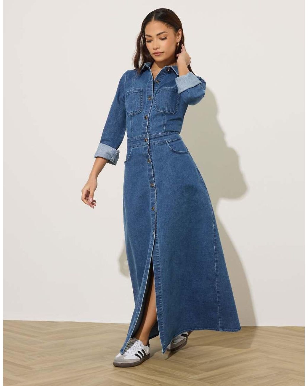 PixieGirl Blue Petite Denim Maxi Dress