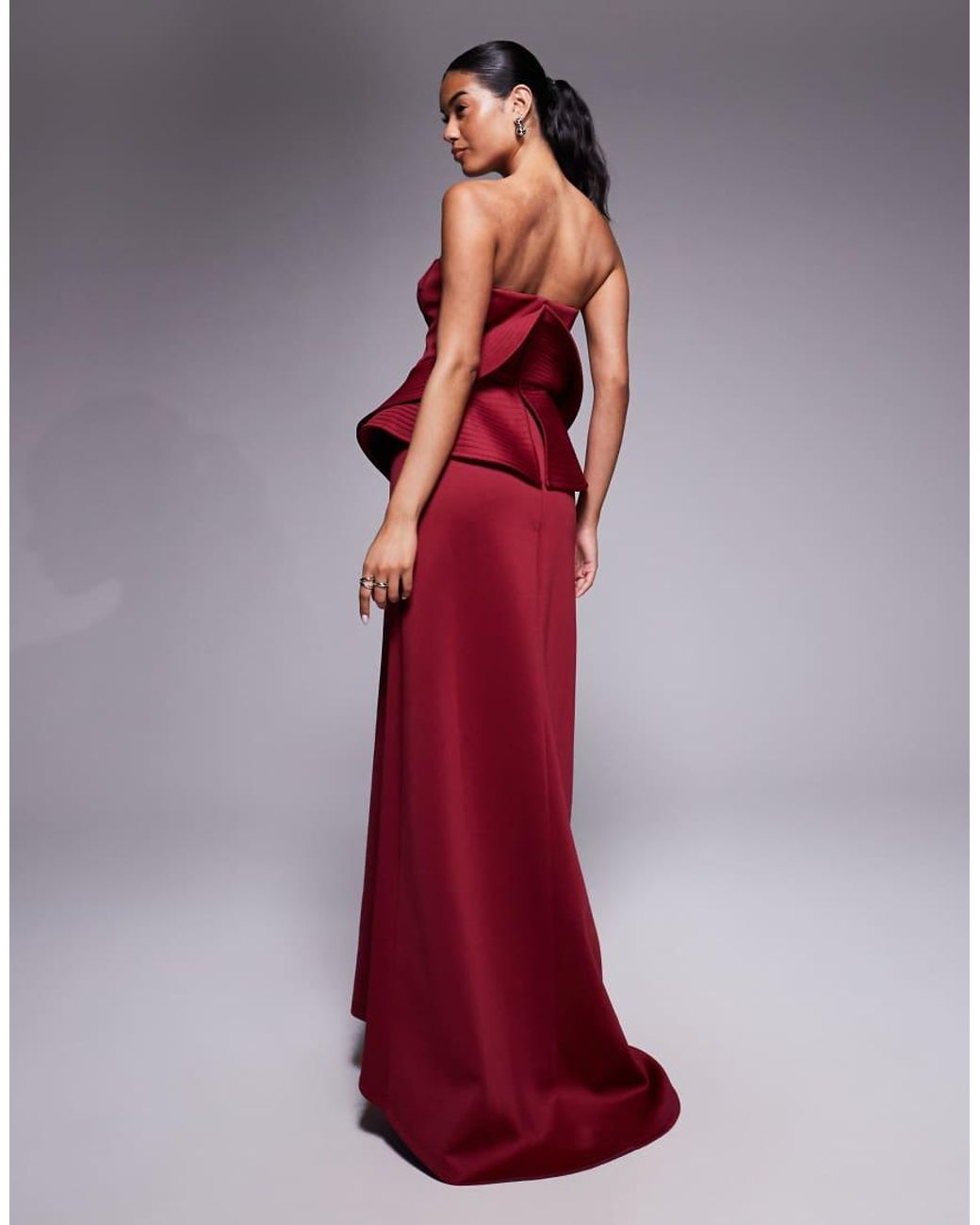 ASOS Red Premium Sculpted Bandeau Maxi Dress