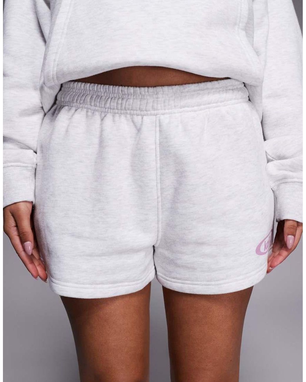 Kaiia Multicolor Studio Cotton Rich Printed Logo Sweat Shorts