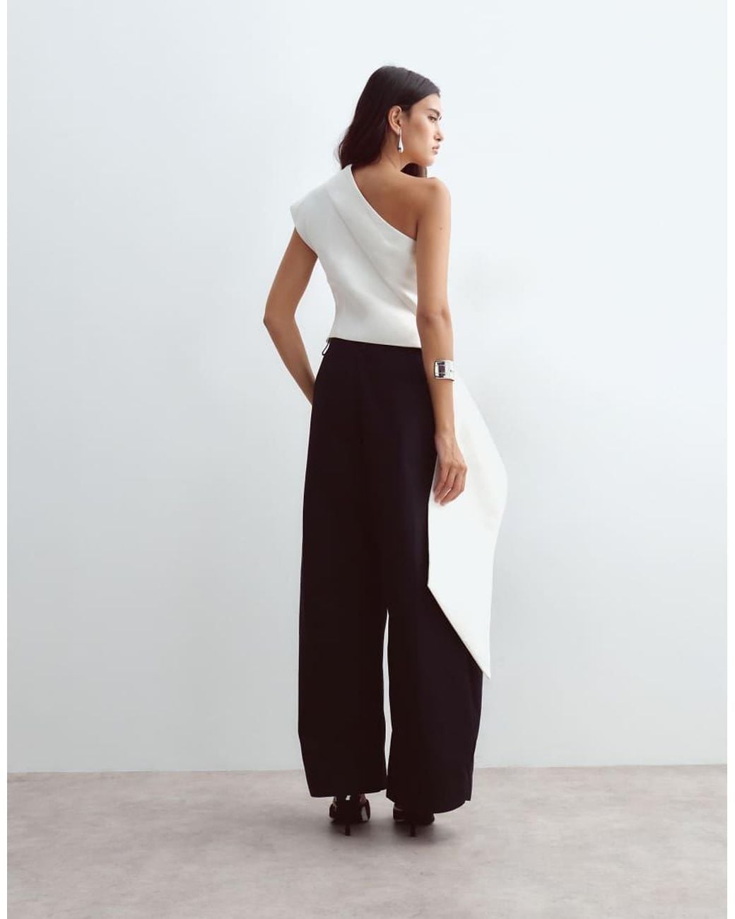 ARRANGE White One Shoulder Drape Top
