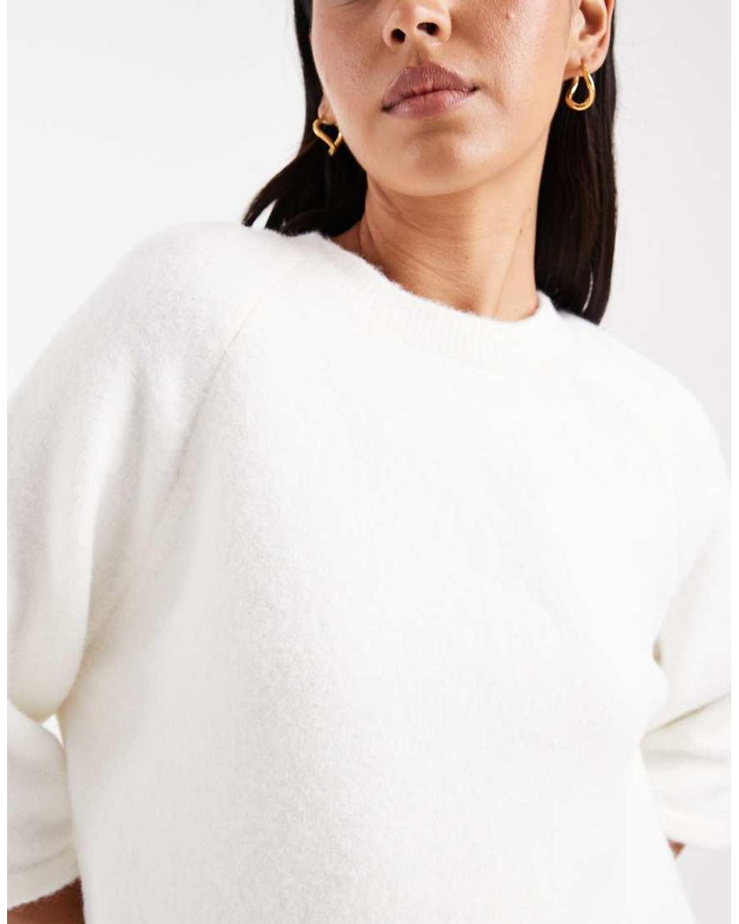 ASOS White Knitted Oversized Top With Wool