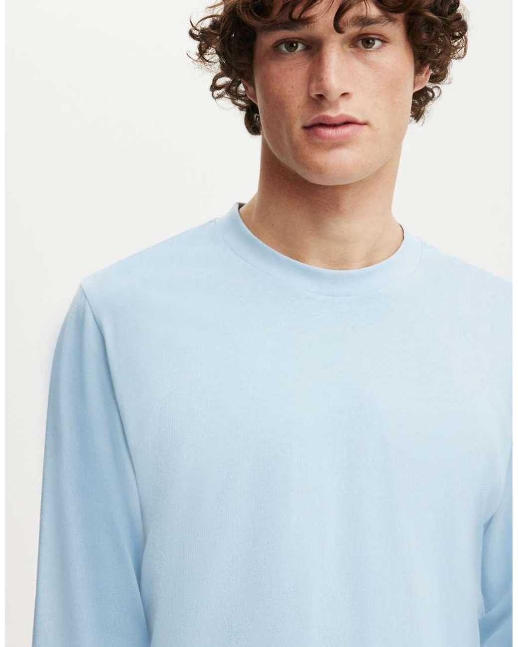 Cotton On Blue Cropped Fit Long Sleeve for men