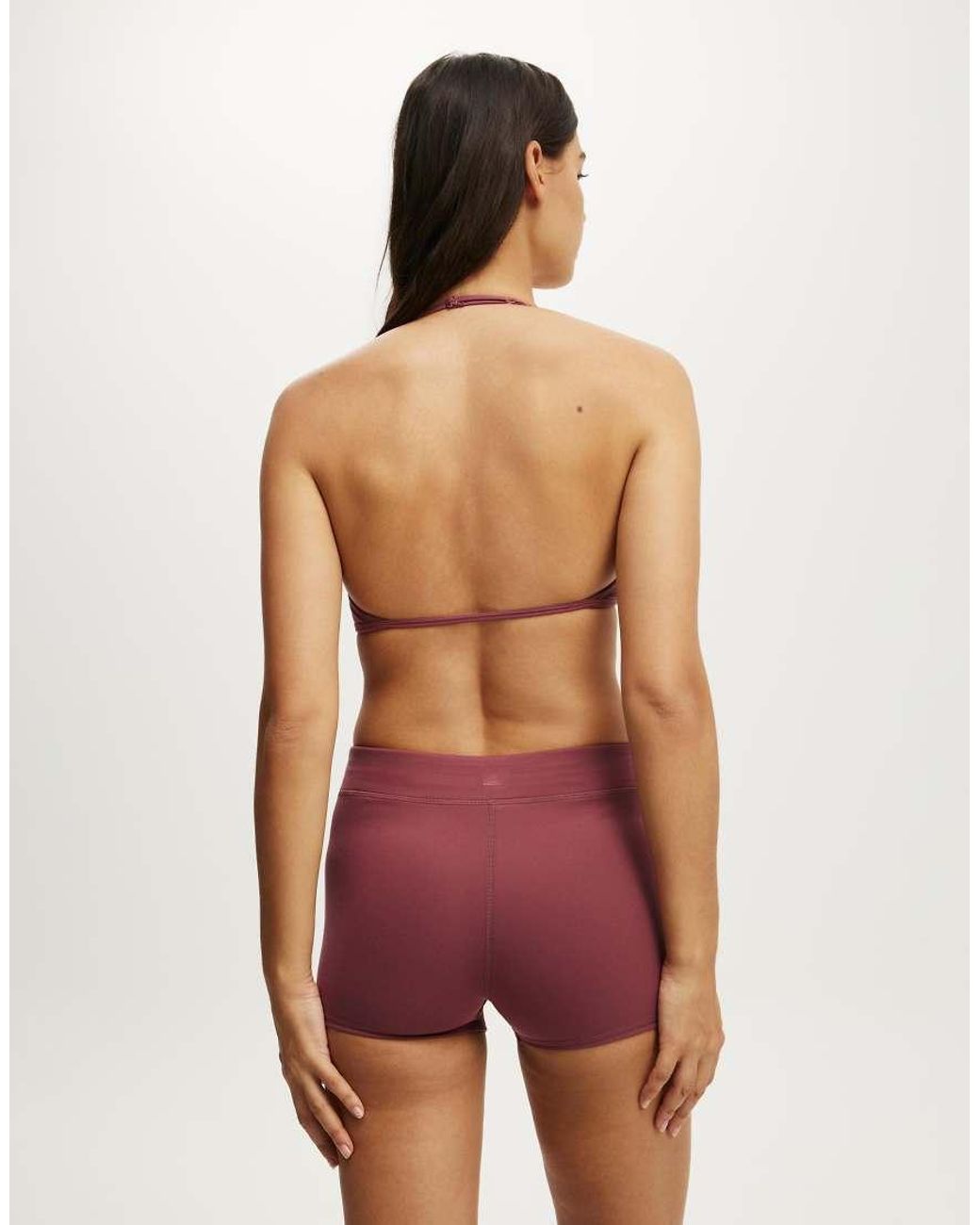 Cotton On Purple Ultra Soft Halter Open Back Crop