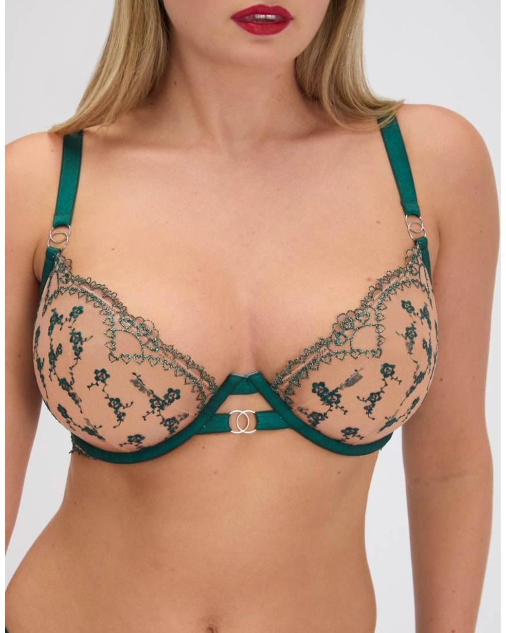Boux Avenue Black Eugenia Embroidered Unpadded Underwired Plunge Bra
