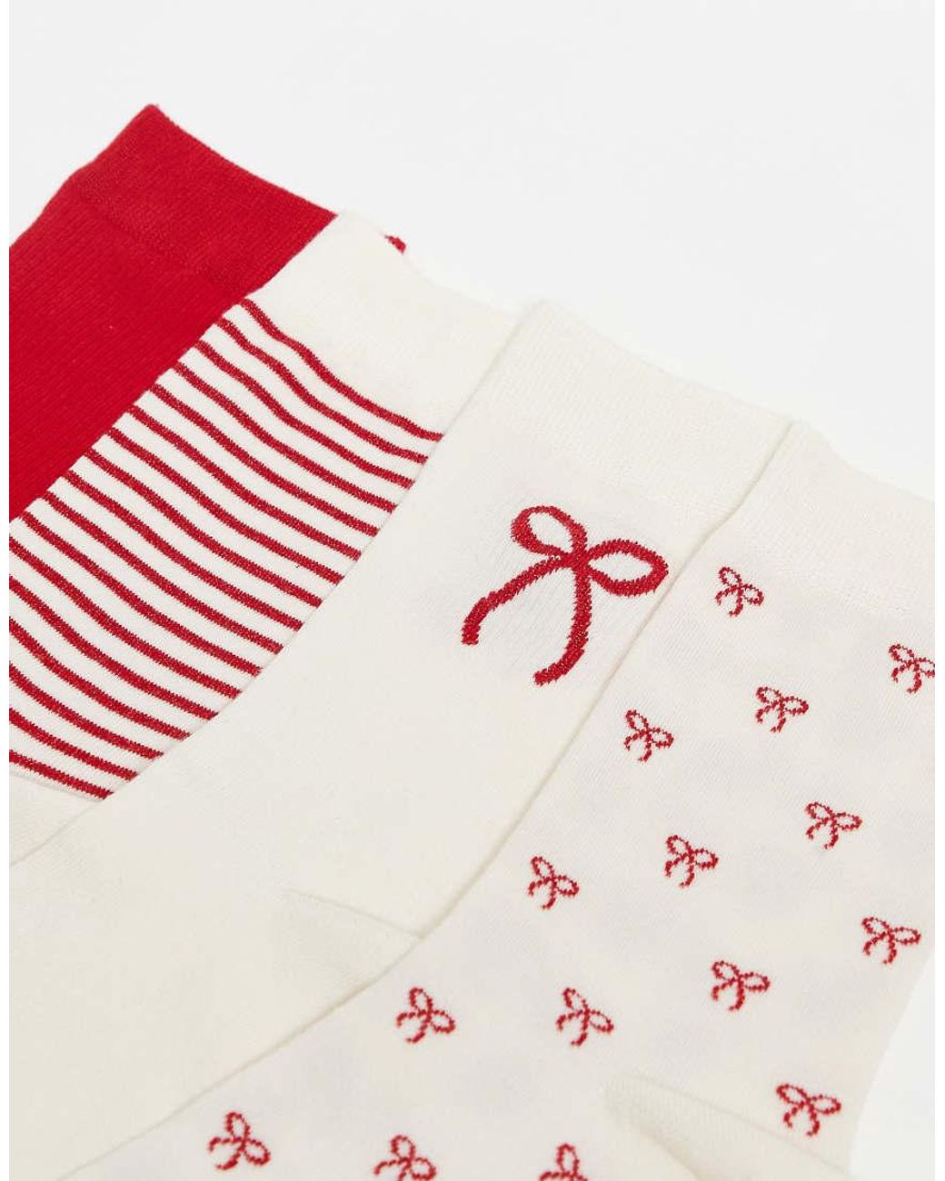 Lindex Red 4 Pack Printed Sock With Glitter Detail