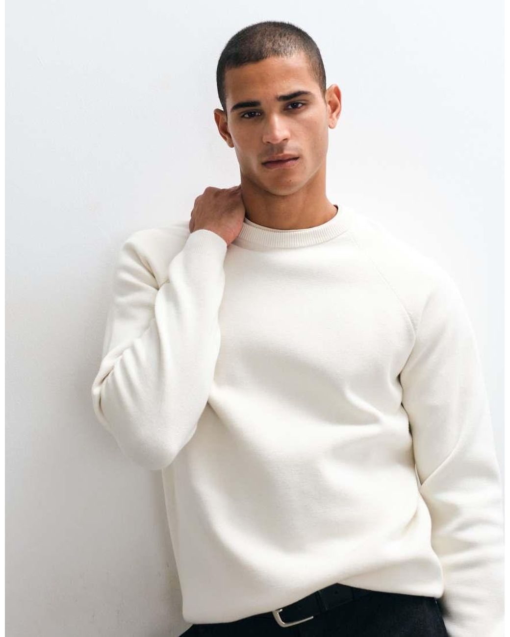 ASOS White Relaxed Compact Knitted Jumper for men